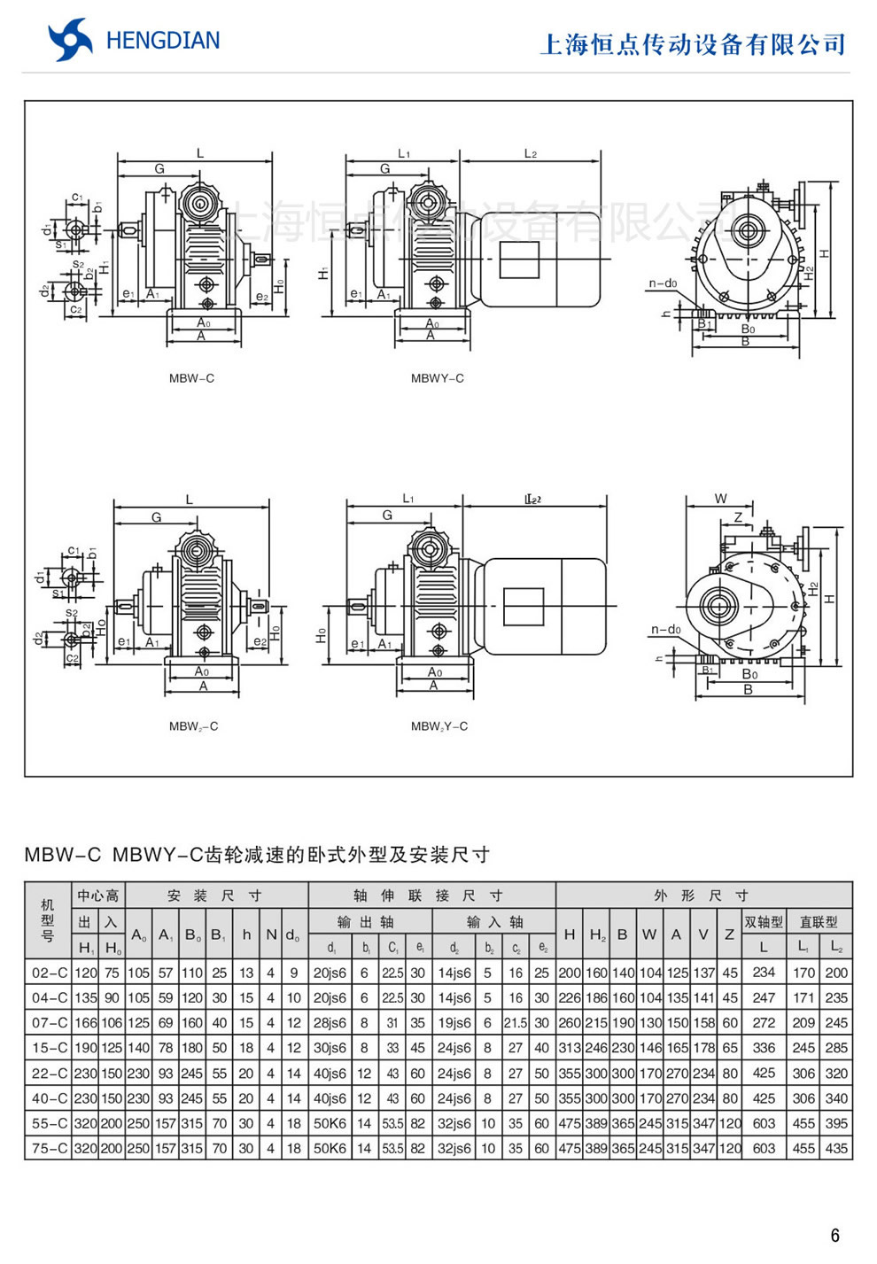 MB無級變速機—基本型安裝示例,外形尺寸與安裝尺寸