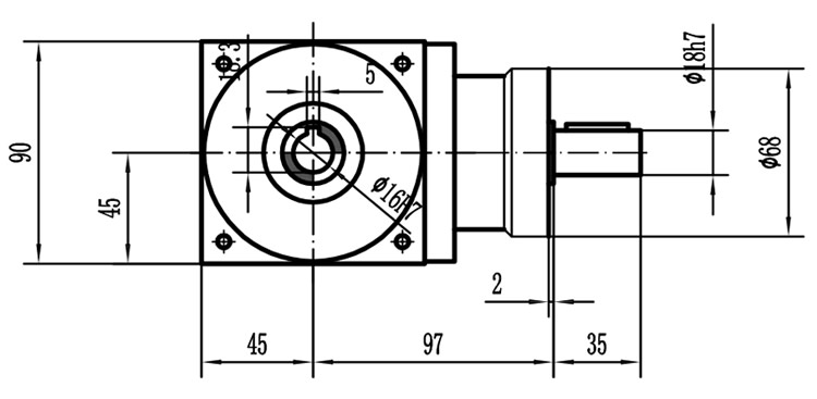 HDA09系列換向器：HDA09-2：1-E外形安裝尺寸圖2